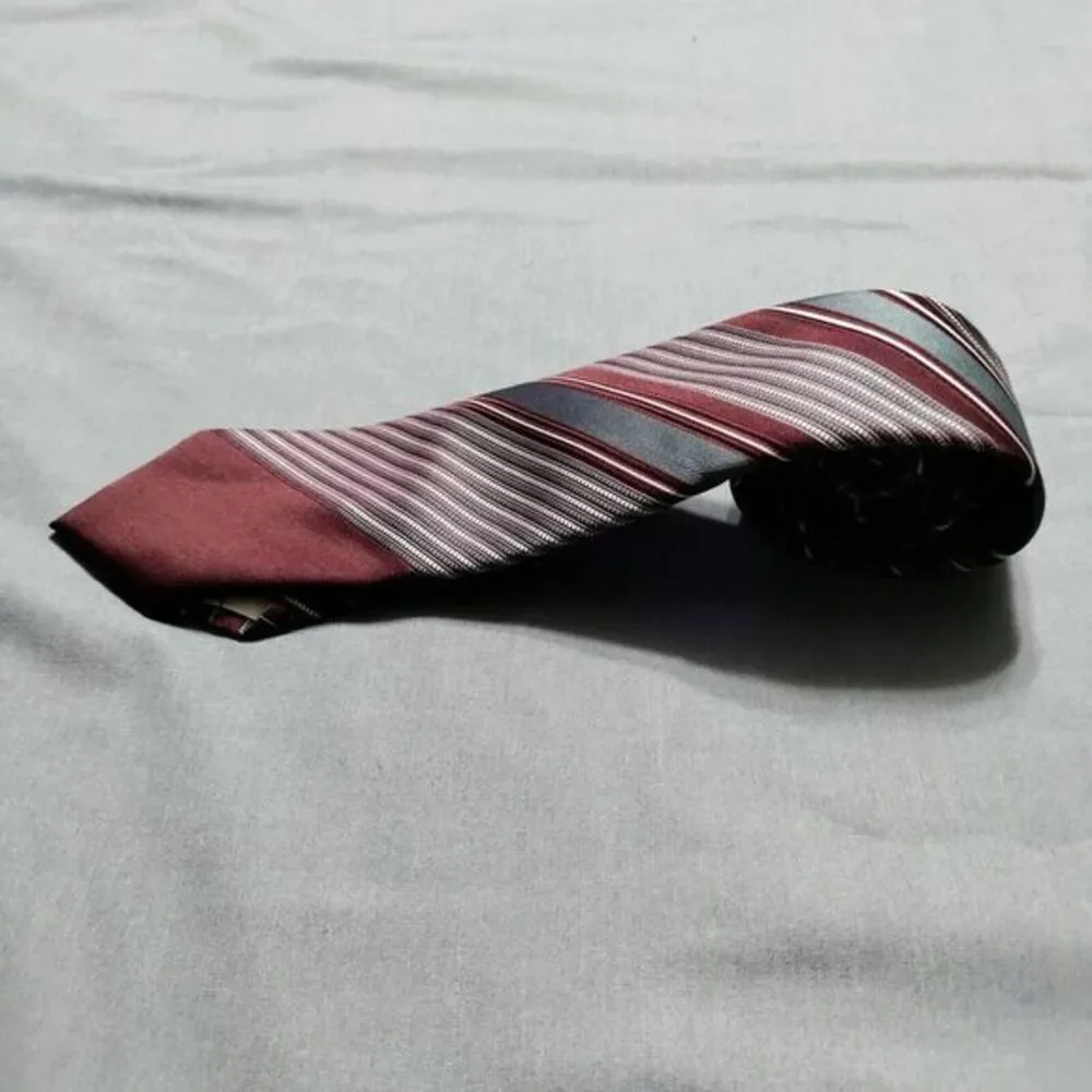 PAULINE TRIGÈRE Necktie-Imported Polyester Wine & Gray REPP Suit Neck Tie‎ 56
